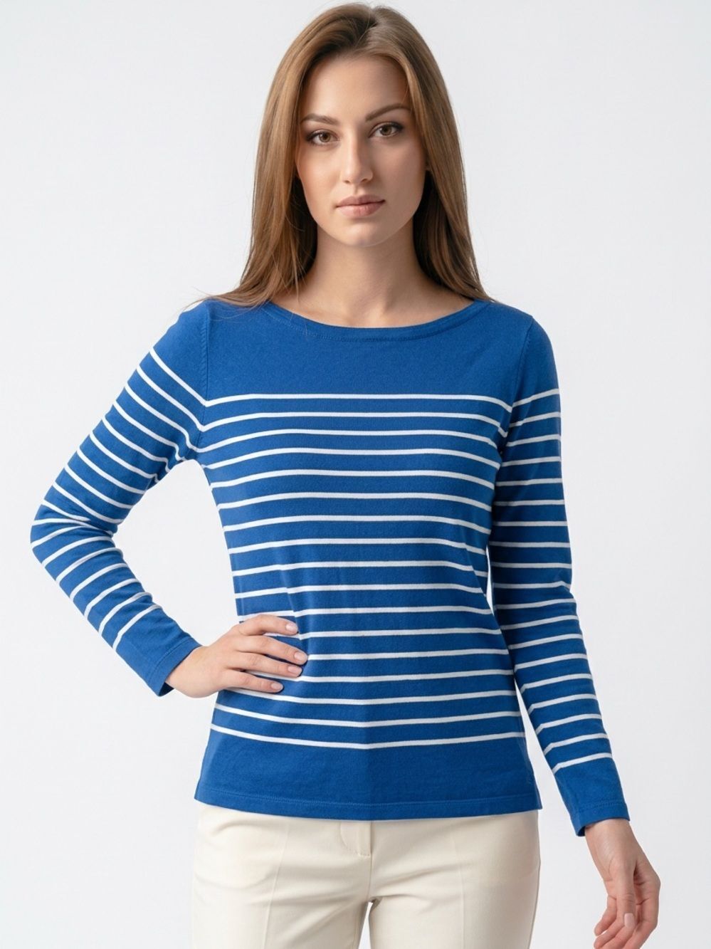 VINEYARD VINES | Striped Blue White Long-Sleeve Boatneck Top Women’s Size Large